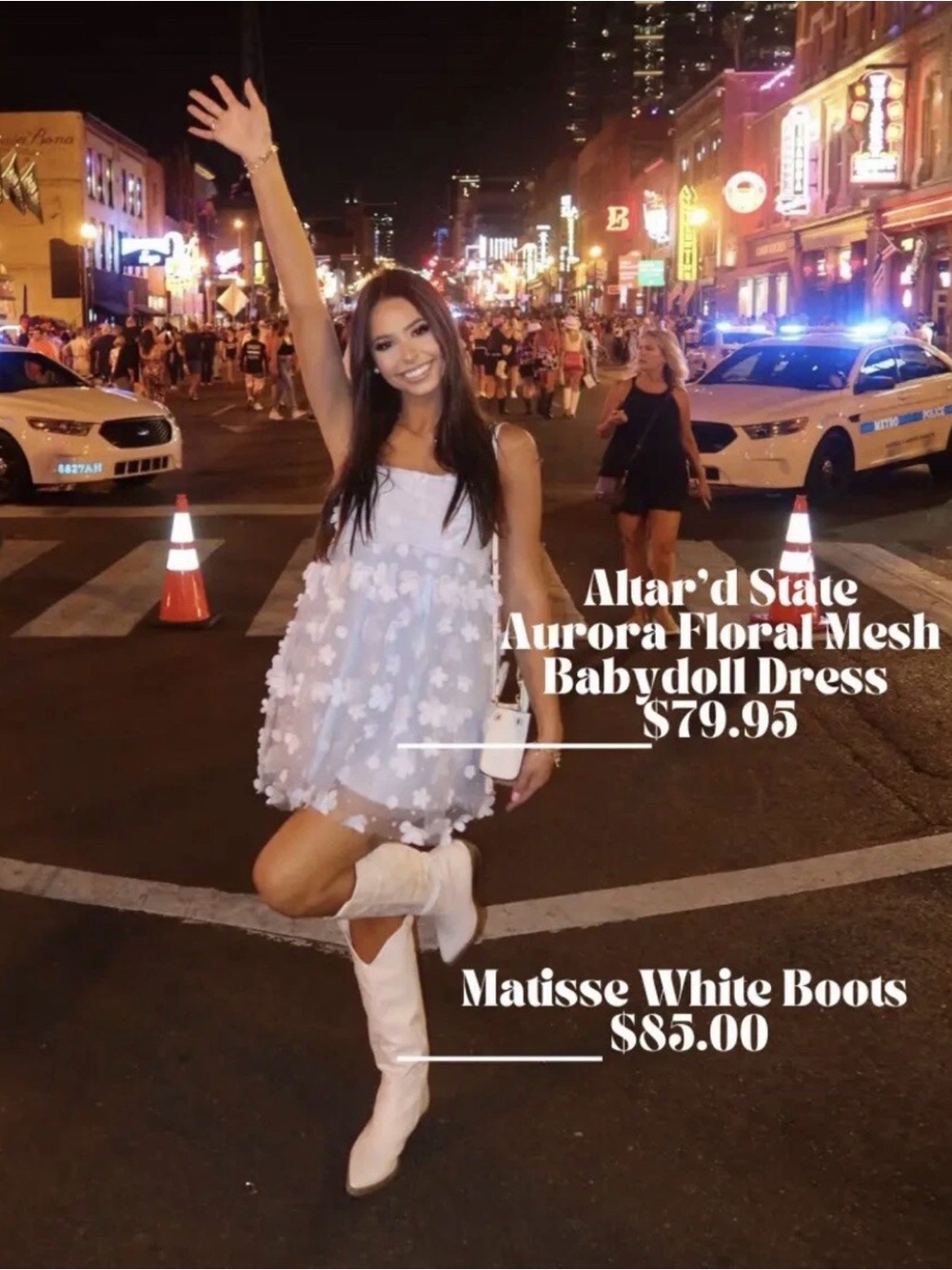 Altar'd State White Floral Appliqué Mini Dress